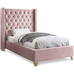 Barolo Pink Velvet Twin Bed