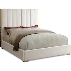 Becca Cream Velvet Queen Bed