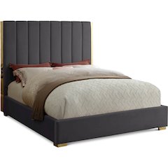 Becca Grey Velvet Full Bed