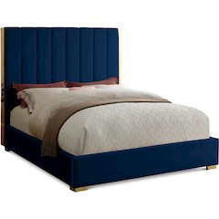 Becca Navy Velvet Full Bed