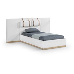 Bennet Cream Linen Textured Fabric Upholstered Twin Bed