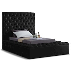 Bliss Black Velvet Twin Bed