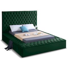 Bliss Green Velvet Queen Bed