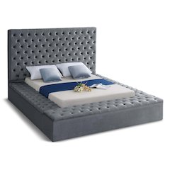 Bliss Grey Velvet Full Bed