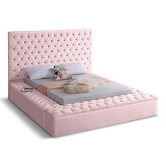 Bliss Pink Velvet Queen Bed