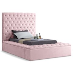 Bliss Pink Velvet Twin Bed