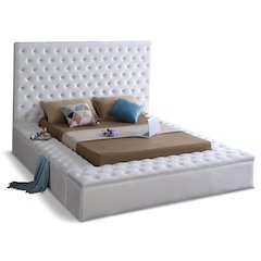 Bliss White Velvet Queen Bed