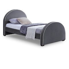 Brody Grey Velvet Twin Bed