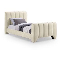 Camila Beige Chenille Fabric Twin Bed