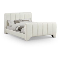 Camila Cream Chenille Fabric King Bed