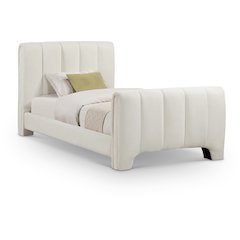 Camila Cream Chenille Fabric Twin Bed