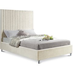 Candace Cream Velvet Queen Bed