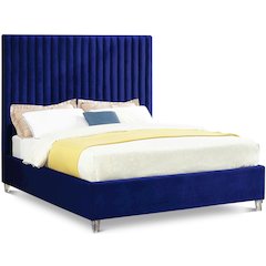 Candace Navy Velvet Queen Bed