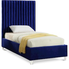 Candace Navy Velvet Twin Bed