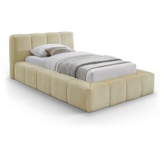 Carlin Beige Chenille Fabric Twin Bed