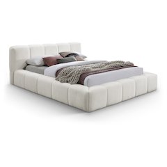 Carlin Cream Chenille Fabric King Bed