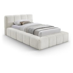 Carlin Cream Chenille Fabric Twin Bed