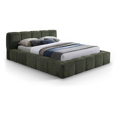 Carlin Olive Chenille Fabric Queen Bed