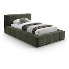 Carlin Olive Chenille Fabric Twin Bed