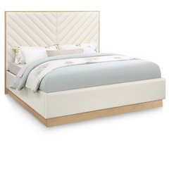 Casa Cream Vegan Leather King Bed