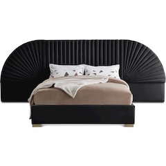 Cleo Black Velvet Queen Bed