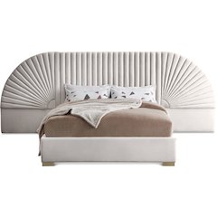Cleo Cream Velvet King Bed