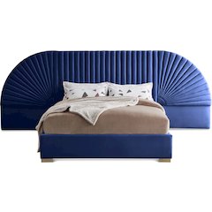 Cleo Navy Velvet King Bed