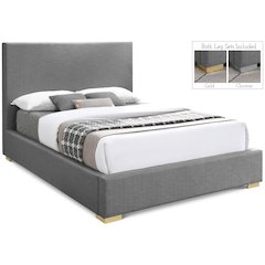 Crosby Grey Linen Textured Fabric King Bed