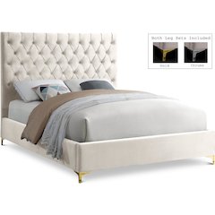 Cruz Cream Velvet King Bed