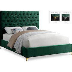 Cruz Green Velvet Queen Bed