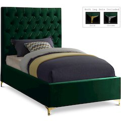 Cruz Green Velvet Twin Bed
