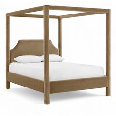 Dawson Beige Velvet Upholstered Full Bed