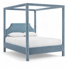 Dawson Light Blue Velvet Upholstered Full Bed