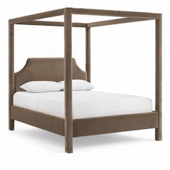 Dawson Taupe Velvet Upholstered Full Bed