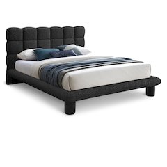 Deco Black Boucle Fabric Queen Bed