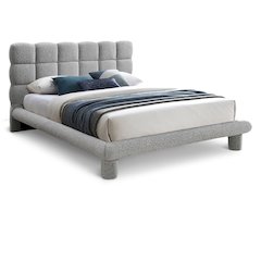 Deco Grey Boucle Fabric Queen Bed