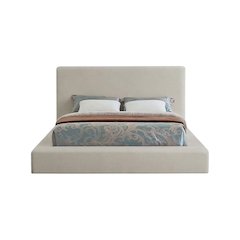 Linen Platform Bed Frame, with Storage, Beige Linen Textured Fabric, King