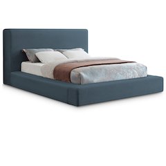 Devin Navy Linen Textured Fabric Full Bed