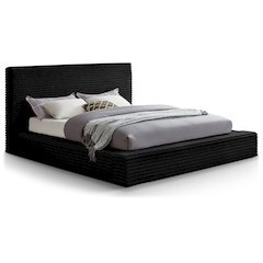 Dexter Black Corduroy Fabric Queen Bed