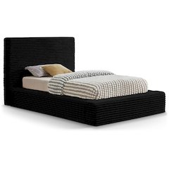 Dexter Black Corduroy Fabric Twin Bed