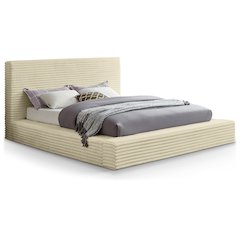 Dexter Cream Corduroy Fabric Queen Bed