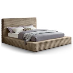 Dexter Taupe Corduroy Fabric Queen Bed
