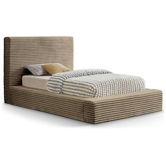 Dexter Taupe Corduroy Fabric Twin Bed