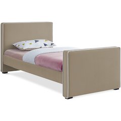 Dillard Beige Velvet Twin Bed