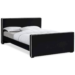 Dillard Black Velvet Queen Bed