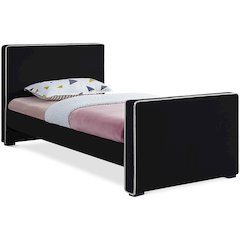 Dillard Black Velvet Twin Bed
