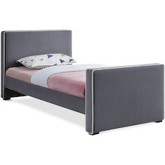 Dillard Grey Velvet Twin Bed