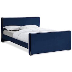 Dillard Navy Velvet King Bed