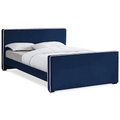 Dillard Navy Velvet Queen Bed