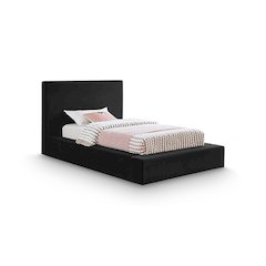 Dorian Black Velvet Twin Bed